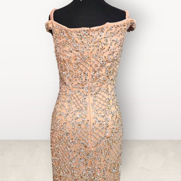 Terani Couture Nude Off Shoulder Beaded Dress - Picture 6 of 8
